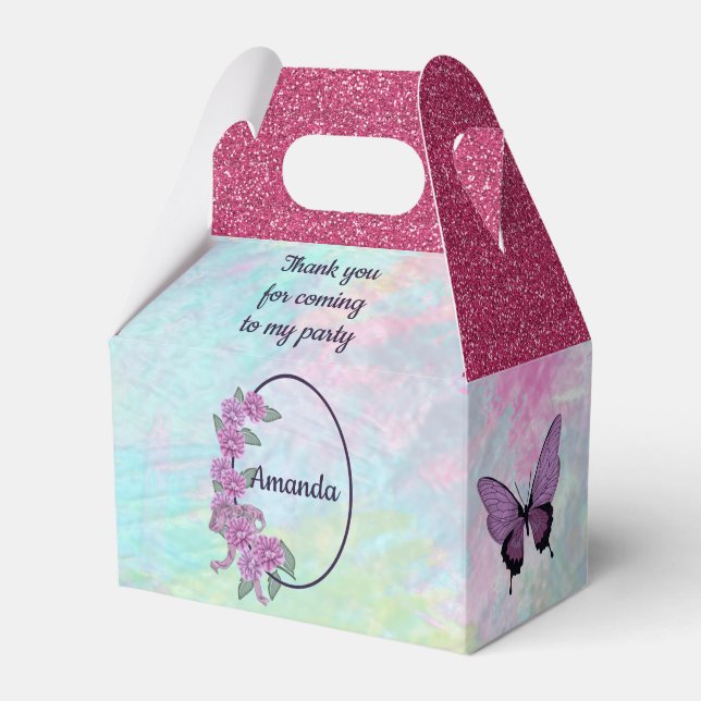 Sweet Sixteen with Sweet Peas and a Butterfly Favour Box (Front Side)