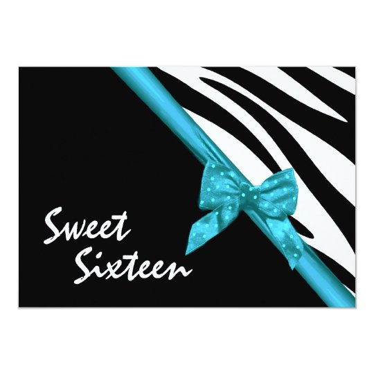 Sweet Sixteen Zebra and Ribbon Card