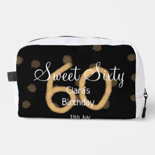 Sweet Sixty add name date birthday yellow polka do Dopp Kit