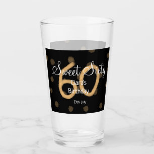 Sweet Sixty add name date birthday yellow polka do Glass