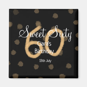 Sweet Sixty add name date birthday yellow polka do Magnet