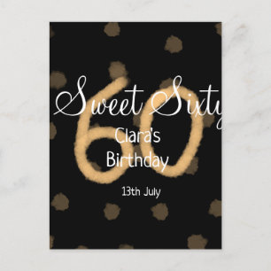 Sweet Sixty add name date birthday yellow polka do Postcard