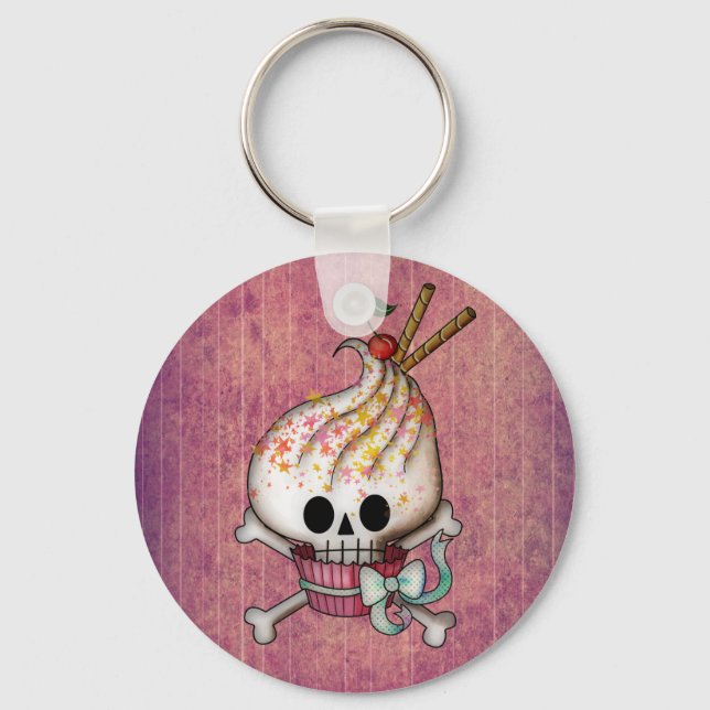 Sweet Skull Cupcake Key Ring (Front)