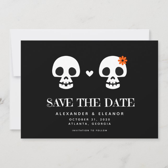 Sweet Skulls Customisable Save the Date Card (Front)