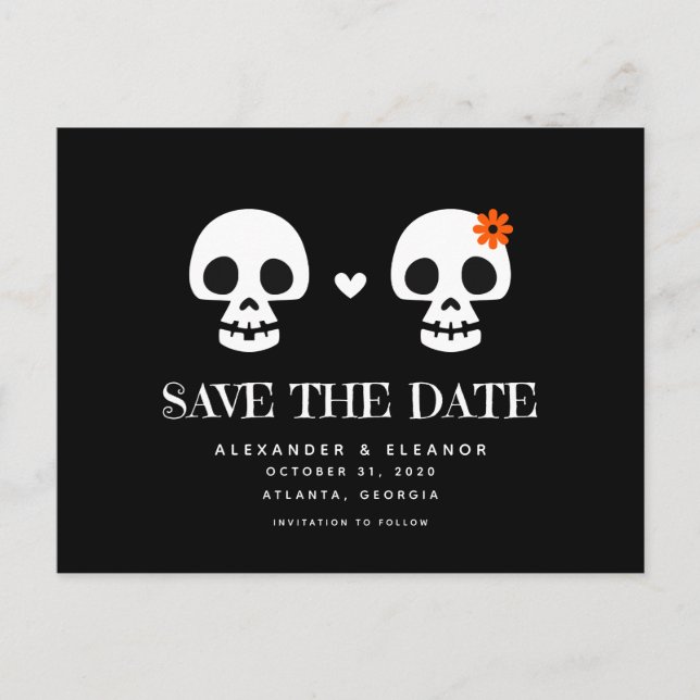 Sweet Skulls Customisable Save the Date Postcard (Front)