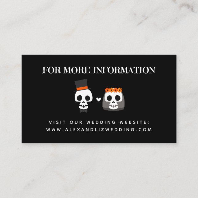 Sweet Skulls Wedding Website Enclosure Card (Front)