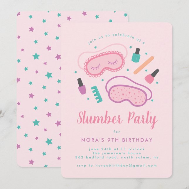 Sweet Sleep Masks Invitation (Front/Back)