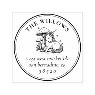 Sweet Sleeping Baby Unicorn Name & Return Address Self-inking Stamp