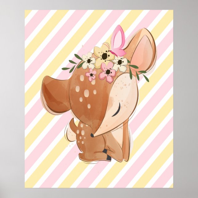 Sweet Sleeping Deer Nursery Poster (Front)