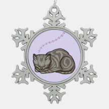 Sweet Sleeping Grey Tabby Cat on lavender