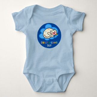Sweet sleeping kitty with rainbow dots cat lovers baby bodysuit