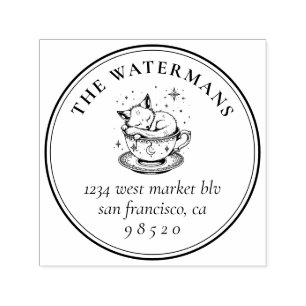 Sweet Sleeping Magical Baby Fox Name & Address Self-inking Stamp