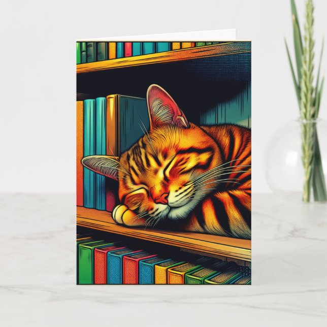 Sweet Sleepy Cat | Happy Birthday  Card (Front)