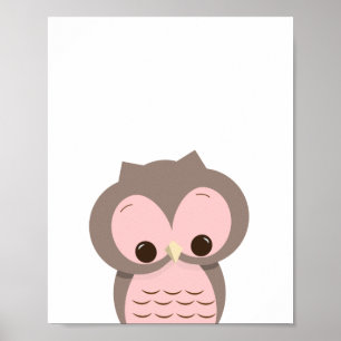 Sweet Sleepy Owl in Pink Nursery Wall Decor