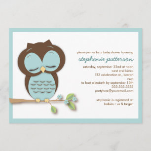 Sweet Sleepy Teal Owl Boy Baby Shower Invitation
