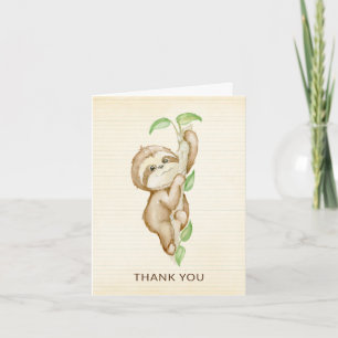 Sweet Sloth Animals Baby Shower Thank You Note Card