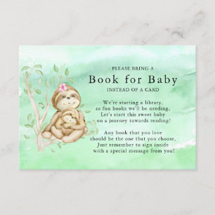 Sweet Sloth Baby Shower Book for Baby Card