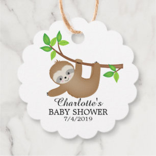 Sweet Sloth Baby Shower Favour Gift Tag