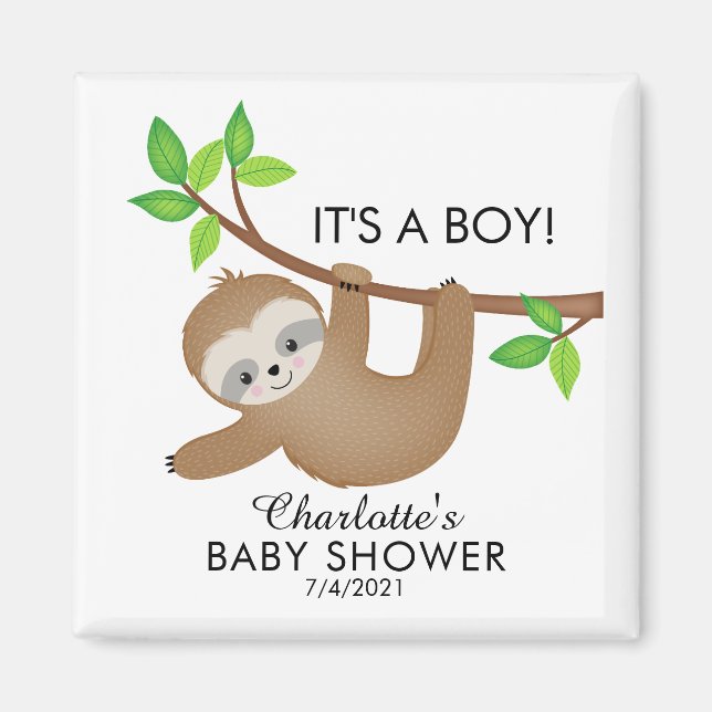 Sweet Sloth Baby Shower Favour  Magnet (Front)