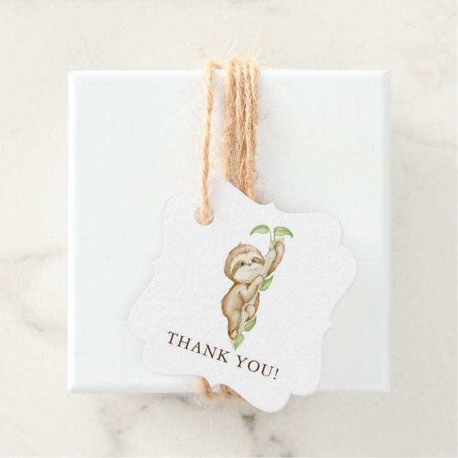 Sweet Sloth Baby Shower Favour Tags (In Situ)
