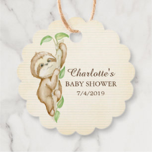 Sweet Sloth Baby Shower Favour Tags