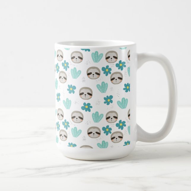Sweet Sloth Floral Pattern Coffee Mug (Right)