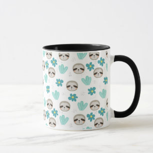 Sweet Sloth Floral Pattern Mug