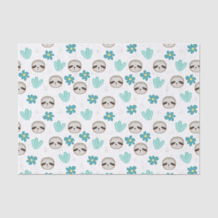 Sweet Sloth Floral Pattern Tissue Paper
