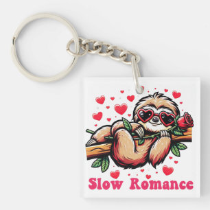 Sweet Sloth Moments: Valentine's Day Slow Romance Key Ring