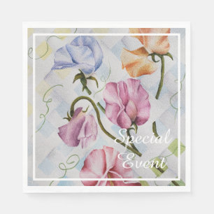 SWEET SMELLING SWEET PEAS MONOGRAM PARTY NAPKIN