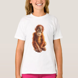 Sweet Smiling Baby Orangutan Character Kids T-Shirt