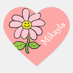 Sweet Smiling Daisy Heart Sticker