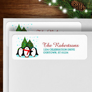 Sweet Snow Penguins Christmas Address Labels