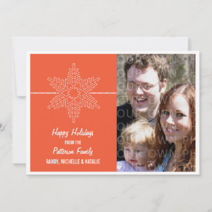 Sweet Snowflake Holiday Flat Card, Orange Card