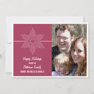 Sweet Snowflake Holiday Flat Card, Pink Card