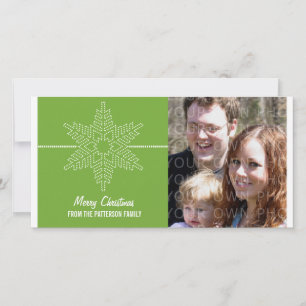 Sweet Snowflake Holiday Photo Card, Green Card