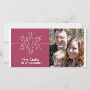 Sweet Snowflake Holiday Photo Card, Pink Card
