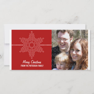 Sweet Snowflake Holiday Photo Card, Red Card
