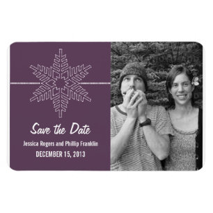 Sweet Snowflake Save the Date Magnet, Purple Magnet