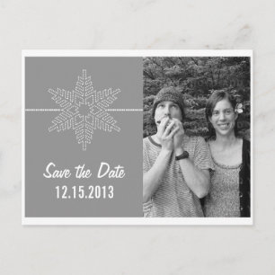 Sweet Snowflake Save the Date Postcard, Grey Announcement Postcard
