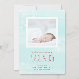 Sweet Snowflakes Ice Blue Peace & Joy Photo Holiday Card