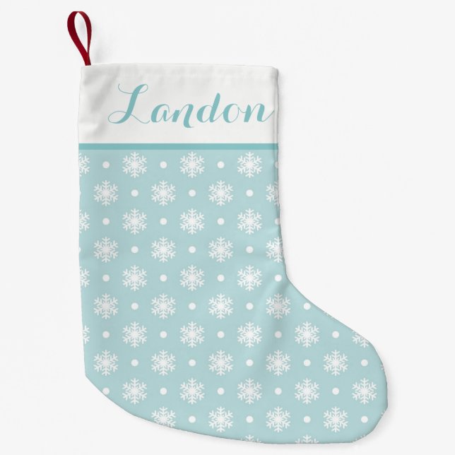 Sweet Snowflakes Personalised Stocking / Blue (Front)
