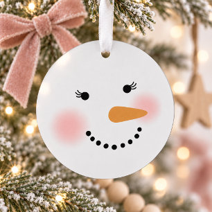 Sweet Snowgirl Face Christmas Keepsake Winter Ornament