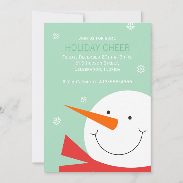 Sweet Snowman Christmas Invitation (Front)