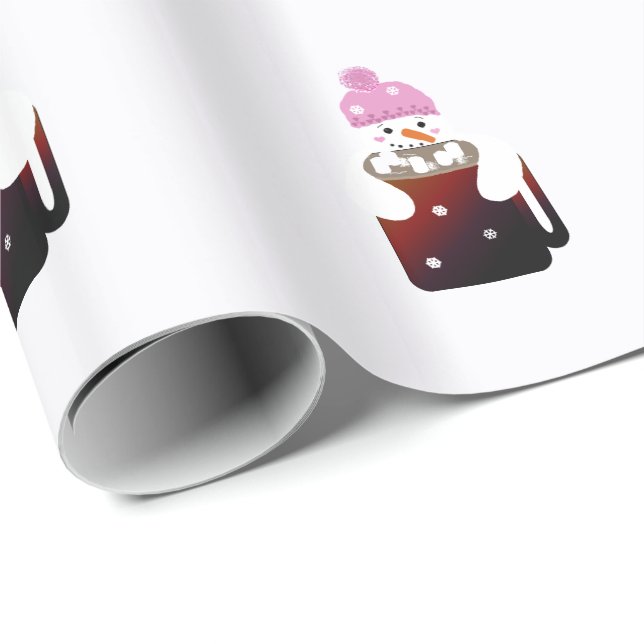 Sweet Snowman Hugging a Mug Wrapping Paper (Roll Corner)