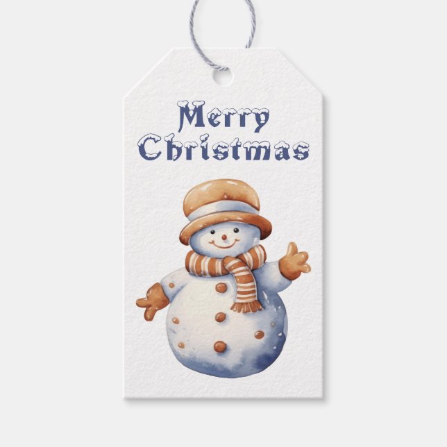 Sweet Snowman Merry Christmas Gift Tags (Front)