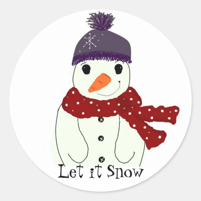 Sweet Snowmen Classic Round Sticker (Front)