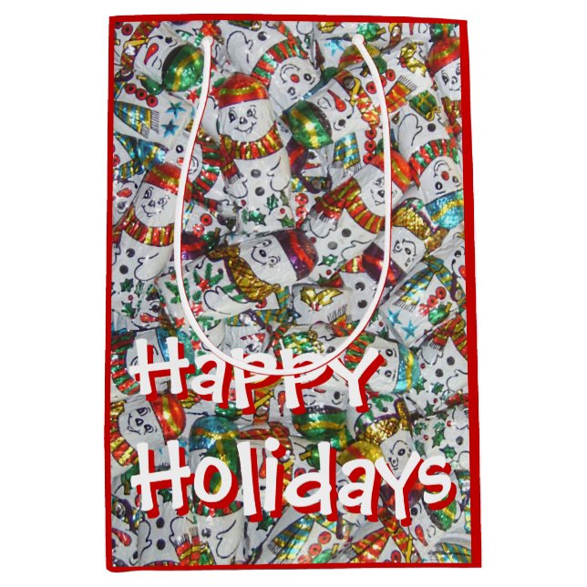 Sweet Snowmen Happy Holidays gift bag medium (Front)