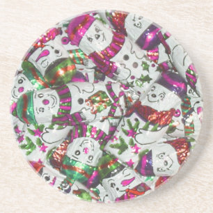 Sweet Snowmen Pink coaster