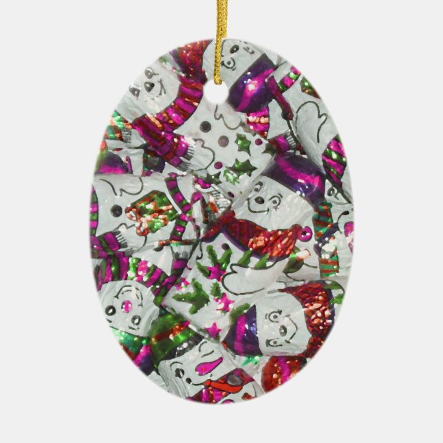 Sweet Snowmen Pink ornament oval (Front)